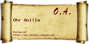 Ohr Anilla névjegykártya